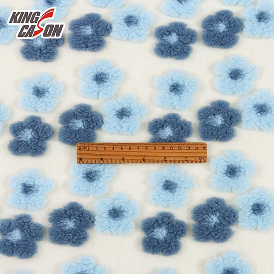 Kingcason Poliestere 2023 Nuovi Prodotti 3D Jacquard Un Lato OEM Caldo Fiore Floreale Sherpa Tessuto in Pile Berbero per Abbigliamento per Bambini Giacca Cappotto
